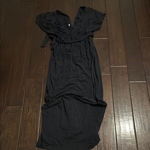 J. Crew Black Sheath Maxi Dress with Flutter Sleeves